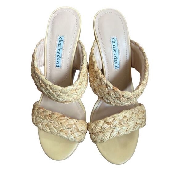 Charles David Women's Tifa Raffia Wedge Sandals sz 7.5 - Picture 2 of 9